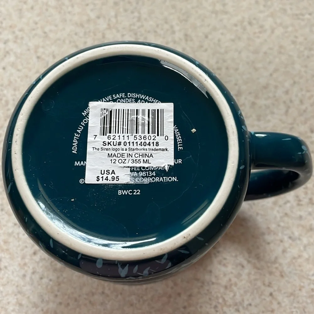 NWT Starbucks 2023 Blue Subzero Splatter Ceramic Ribbed Coffee Mug w Handle 12oz